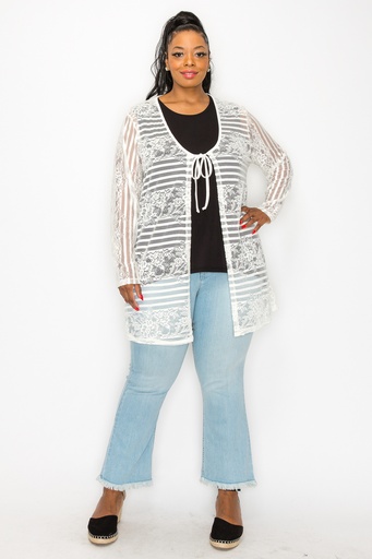 Kimono de encaje y lazo delantero