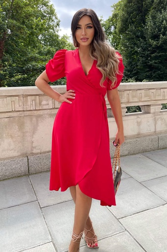 Vestido midi con manga abullonada