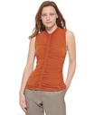 Blusa fruncida de cuello redondo