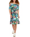 Vestido con escote cuadrado tropical