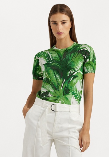 Blusa tejida con estampado de palmas