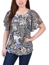 Blusa tipo poncho de gasa
