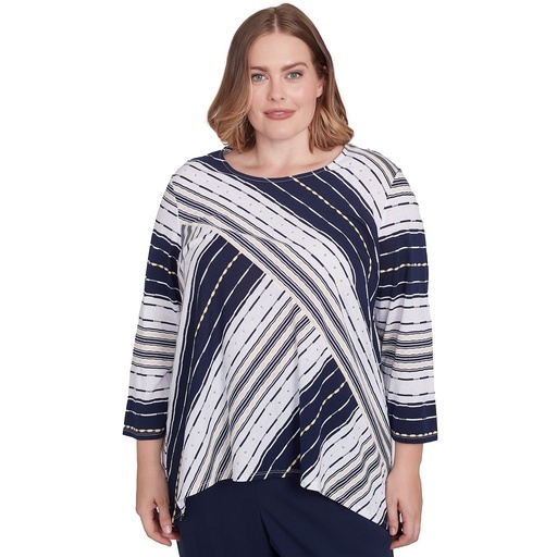 Blusa texturizada con cuello redondo