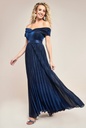 Vestido plisado de escote Bardot