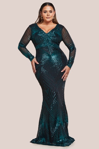 Vestido formal de lentejuelas bordadas