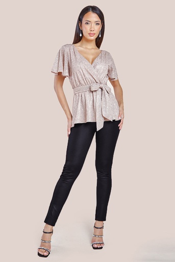 Blusa de lentejuelas traslapada