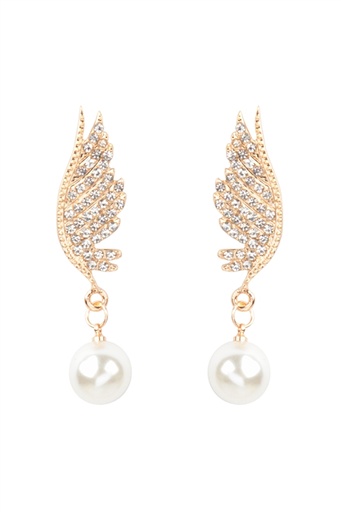 [1780031] Aretes de pluma con diamantes