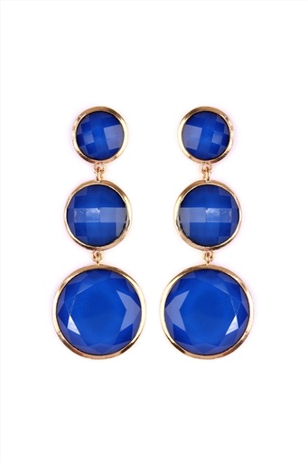 [1780050] Aretes de gema redonda Zafiro