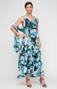 Vestido maxi de gasa floral con chal