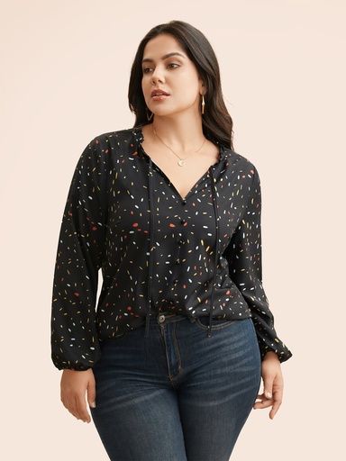 [1840000] Blusa con nudo de corbata Polka