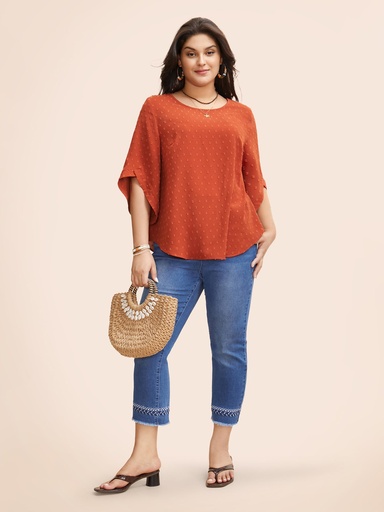 Blusa texturizada de cuello redondo
