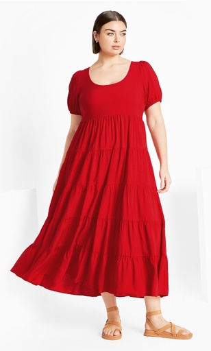 Vestido maxi liso de capas Mila