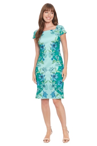 Vestido floral con escote cuadrado