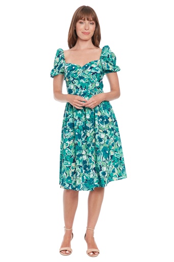 Vestido floral con mangas abullonadas