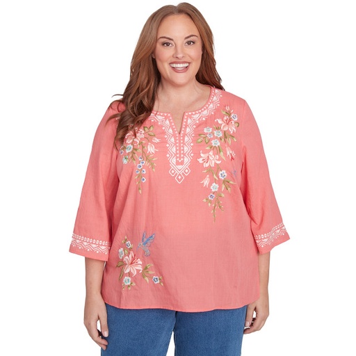 Blusa bordada con flores bohemias