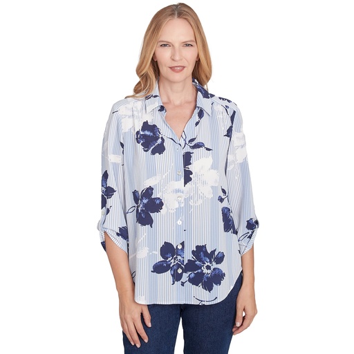 Camisera con flores a rayas