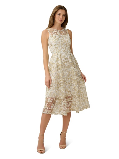 Vestido midi con apliques florales