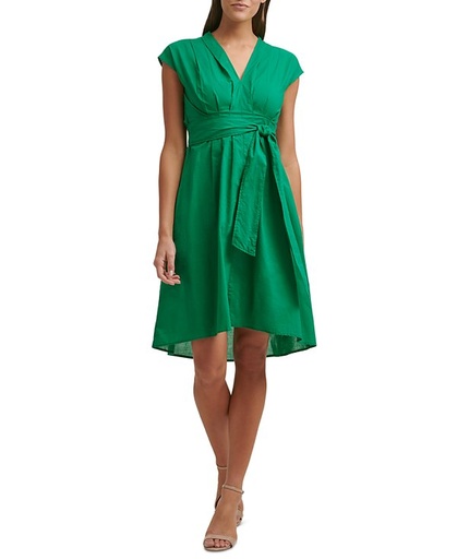 Vestido de algodón con cintura anudada