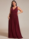 Vestido largo con cintura fruncida