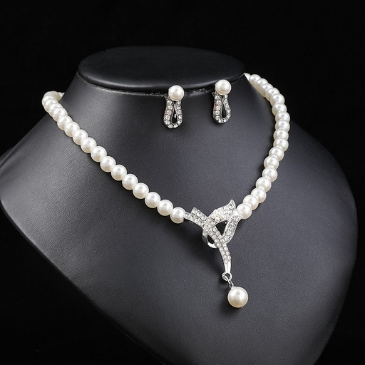 [1980092] Juego de collar con aretes de perlas