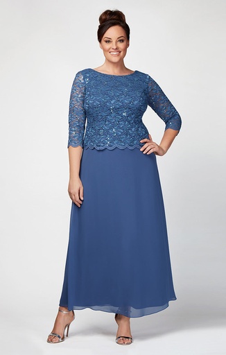 Vestido de gasa con corpiño de encaje