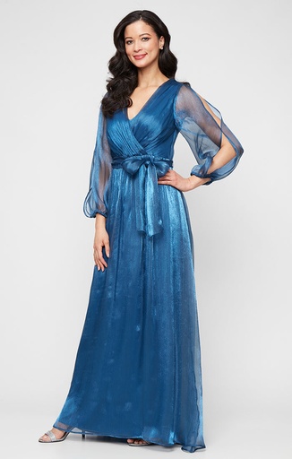 Vestido largo con efecto metálico