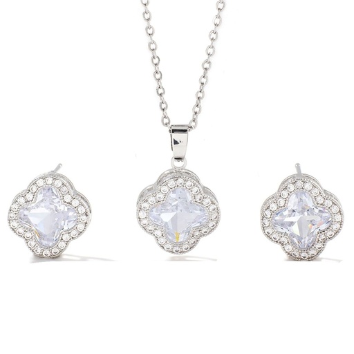 [2170087] Juego de collar con aretes de trébol