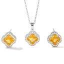 Juego de collar con aretes de trébol