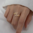 Anillo abierto con fila de hojas