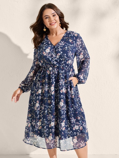 Vestido de gasa floral con mangas