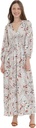 Vestido maxi floral con cintura fruncida