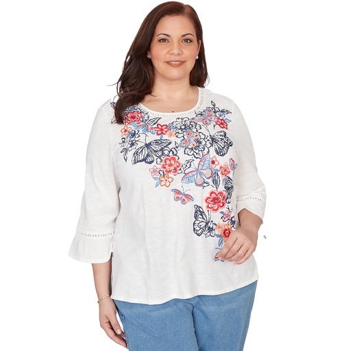 Blusa de punto con bordado de mariposa
