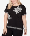 Blusa con borde de encaje y lentejuelas