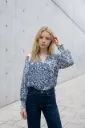 Blusa de satén Paisley con elástico 