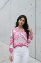 Blusa de satén Paisley con elástico 