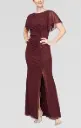 Vestido de malla brillante con cintura fruncida