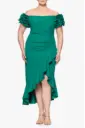 Vestido midi con volantes en los hombros 