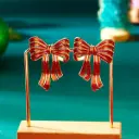 Aretes maxi de moño navideño 